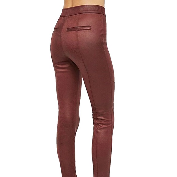 burgundy pleather pants
